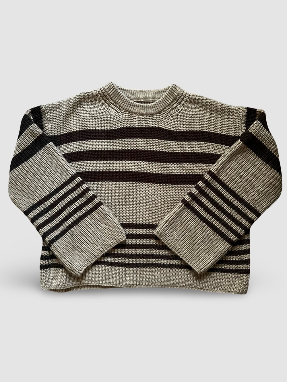 Commense Tan and Brown Striped Sweater